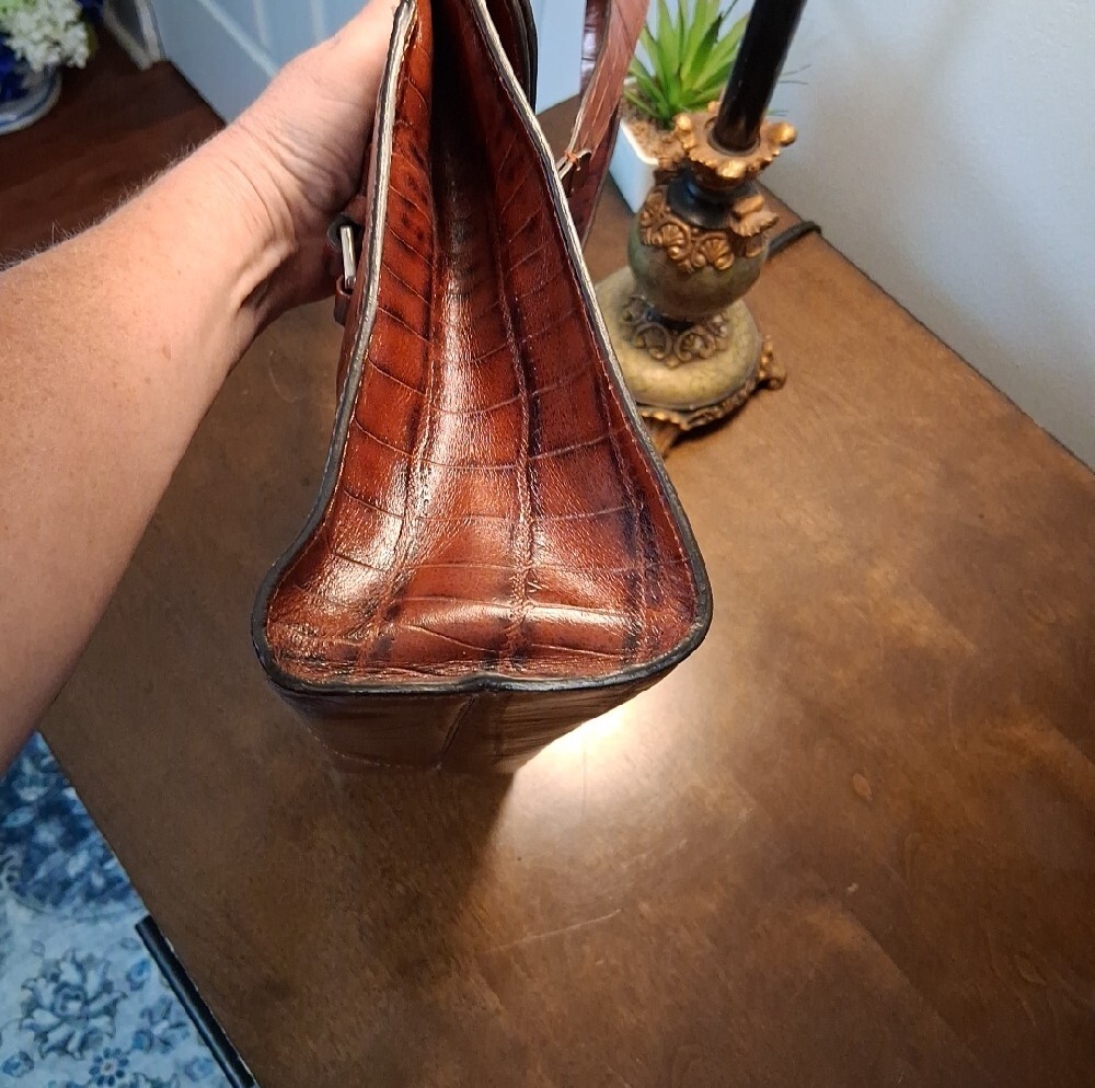 Adrienne Vittadini Rich Brown Croc-Embossed Tote Bag - Picture 4 of 13